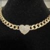 Cadena Corazon Colgante diamantes imitación con tejido cadena cubano enchapado en oro 14k