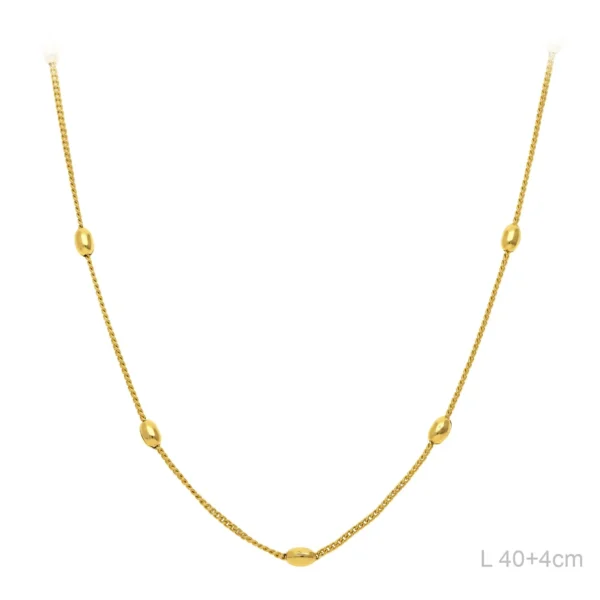 Collar de espiga con bola dorada acero inoxidable 45CM