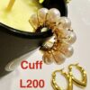 Cuff Enchapado Oro 14k con perlas y anudado con hilo de acero