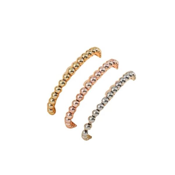 Juego de 3 pulseras de cuentas de metal con baño de oro tricolor de 14 k