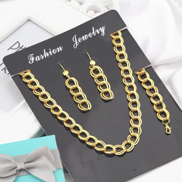 Set 3 Doble Argolla Enchapado en Oro 14