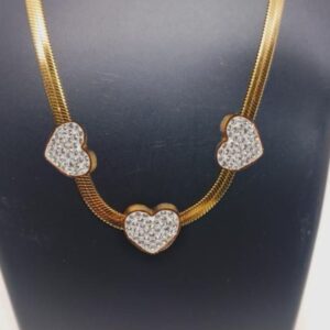 Collar Serpiente gargantilla acero inoxidable 3 corazones