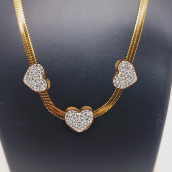 Collar Serpiente gargantilla acero inoxidable 3 corazones