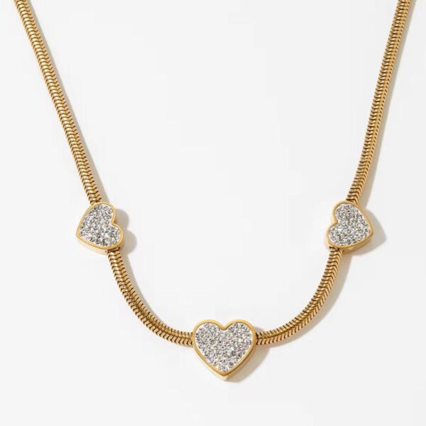 Collar Serpiente gargantilla acero inoxidable 3 corazones