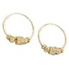Argollas Mediana genial con dijes de zircones y bolitas detalle enchapado en oro 14k