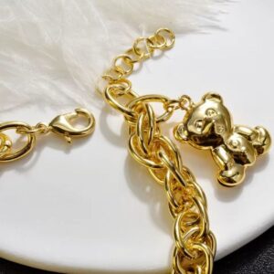 Moschino Cadena Oso Grande laminado en oro 18k