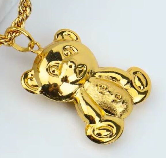 Moschino Cadena Oso Grande laminado en oro 18k