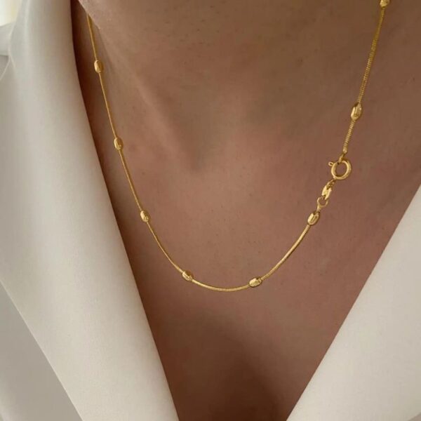 Collar de espiga con bola dorada acero inoxidable 45CM