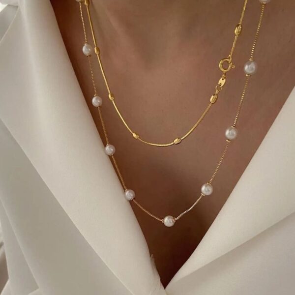 Collar de espiga con bola dorada acero inoxidable 45CM