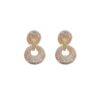 Aritos Fiesta 2 Doble Perfecto Circulo Enchapado en Oro 14k con Piedra