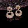 Aritos Fiesta 2 Doble Perfecto Circulo Enchapado en Oro 14k con Piedra