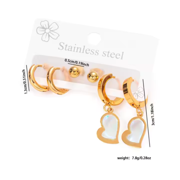 Set 3 Aritos Acero Inoxidable Corazon Ideal para Stack