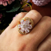 Anillo Vintage Flor Circonias Inolvidable Enchapado 14k