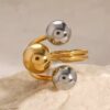 Anillo Minimalista bola plateado/dorado acero inoxidable y enchapado en oro 18k novedoso