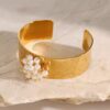 Brazalete Oro Enchapado de 18k de Acero Inoxidable con perla sensacional