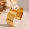 Brazalete Oro Enchapado de 18k de Acero Inoxidable con perla sensacional