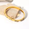 Pulseras de Acero Inoxidable con Bisel de Circonita Cúbica Blanca enchapada oro de 18K fascinante