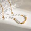 Chile collar de perlas de acero inoxidable con enchapado en oro de 18k irresistible