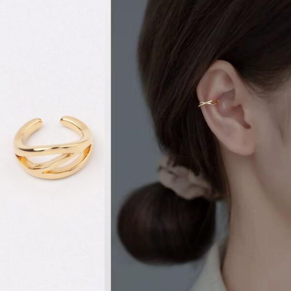 Pendientes ear cuff Acero Inoxidable 316L cruzado (par) novedoso