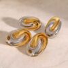 Aretes Acero inoxidable ovalos dos tonos inspirador Van Cleef enchapado 18k