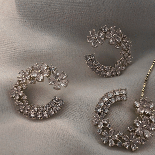 Set Fiesta esplendido Circulo Abierto Enchapado 14k Dorado y Plateado