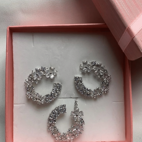Set Fiesta esplendido Circulo Abierto Enchapado 14k Dorado y Plateado