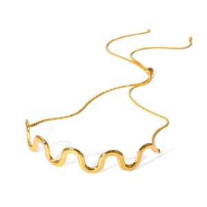 Choker de moda ondulada acero inoxidable con enchapado de oro de 18k sensacional