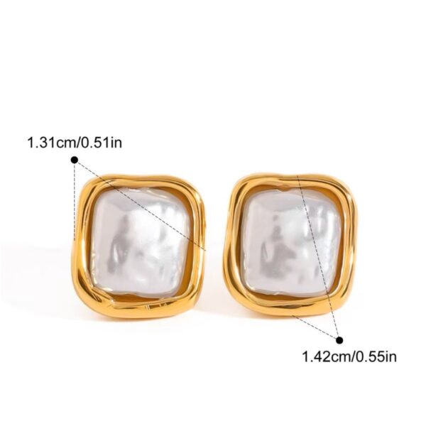 Pendientes Perlas Forma Irregular Cuadrada Acero Inoxidable Enchapado Oro de 18K cautivador