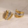 Arito Oro 18k enchapado Chunky style dos colores acero inoxidable impactante