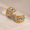 Arito Oro 18k enchapado Chunky style dos colores acero inoxidable impactante