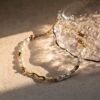 Pulsera enchapada en oro de 18k con perlas y chile de acero inoxidable ingenioso