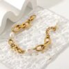 Pulsera Perlas acero inoxidable barroca enchapada en oro 18k eslabones espectacular