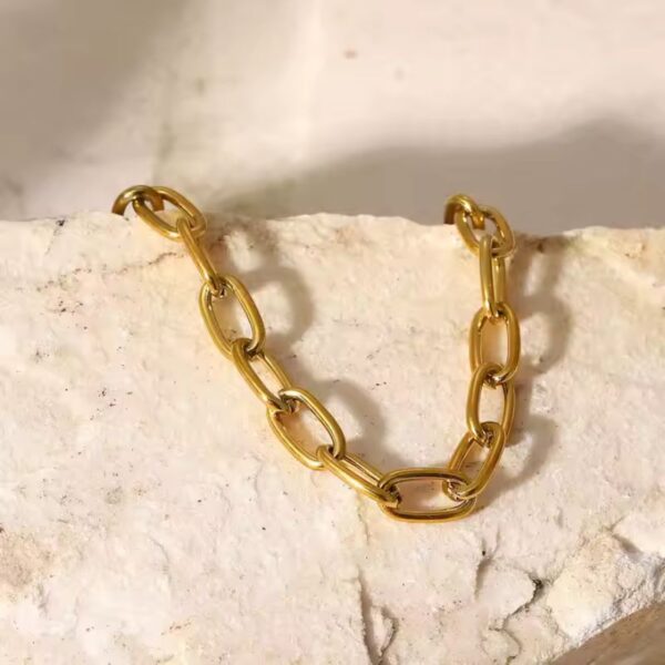 Pulsera Perlas acero inoxidable barroca enchapada en oro 18k eslabones espectacular