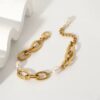 Pulsera Perlas acero inoxidable barroca enchapada en oro 18k eslabones espectacular