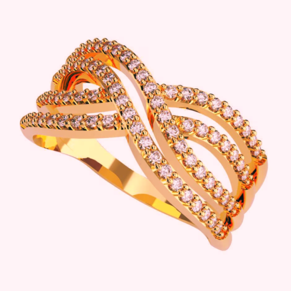Anillo 24 kilates Enchapado en Oro Radiante Trenzado doble color Rose Gold