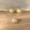 Cadena de Perlas Hermoso Set 3 Enchapado en Oro Estilo Clasico