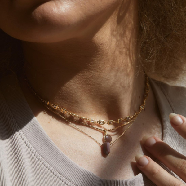 Collar y Pulsera Acero Inoxidable Mini Cuadros Cristal Impecable 2025