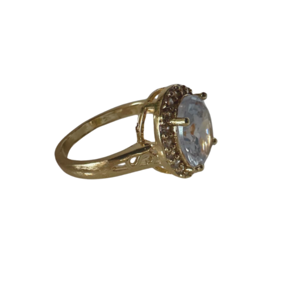 Anillo Compromiso Vintage Suntuoso Oval Art Deco Split Shank Enchapado 14k