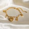 Amor Pulsera con colgante de foto de amor de acero inoxidable para personalizar foto de oro de 18k felicidad