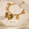 Amor Pulsera con colgante de foto de amor de acero inoxidable para personalizar foto de oro de 18k felicidad