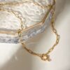 Choker eslabones radiante laminado en oro de 18k de acero inoxidable ideal para dijes