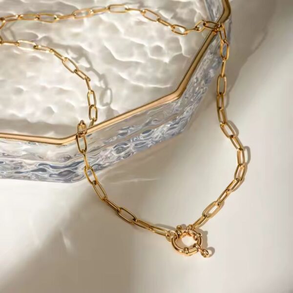 Choker eslabones radiante laminado en oro de 18k de acero inoxidable ideal para dijes