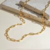 Choker eslabones radiante laminado en oro de 18k de acero inoxidable ideal para dijes