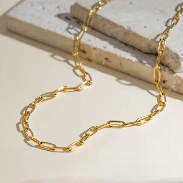 Choker eslabones radiante laminado en oro de 18k de acero inoxidable ideal para dijes