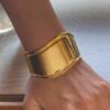 Pulseras de líneas elípticas irregulares geométricas elaboradas de acero inoxidable enchapada oro abierto de 18K fascinante