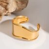 Pulseras de líneas elípticas irregulares geométricas elaboradas de acero inoxidable enchapada oro abierto de 18K fascinante