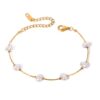 Pulsera de perlas acrílicas único en Acero Inoxidable enchapado en Oro de 18K con cadena ajustable impecable